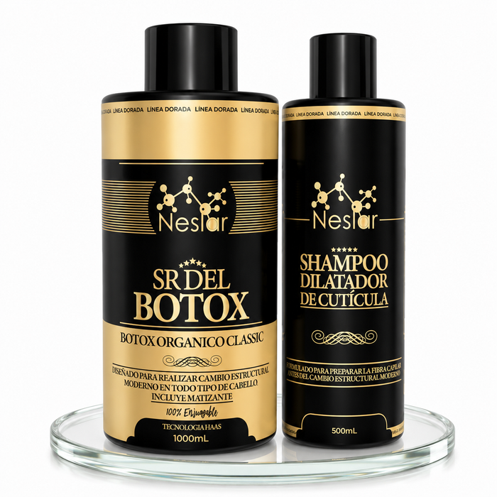 Sr. del Botox y shampoo dilatador de cutícula